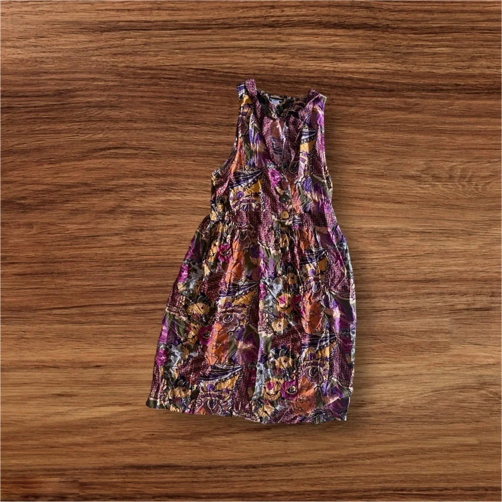 paul harris jumpsuit dress floral 9/10 Vintage Colorful Summer Cotton Pocket - Picture 3 of 16
